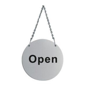 Wall Sign Round S/Steel with Chain  OPEN CLOSE-57705